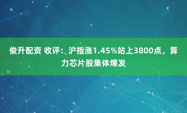 俊升配资 收评：沪指涨1.45%站上3800点，算力芯片股集体爆发